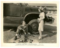 1h705 NICE GIRL 8x10 still '41 pretty Deanna Durbin smiles at young mechanic Robert Stack!