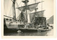 1h155 OLD IRONSIDES candid 8x10 still '26 far shot of camera barge floating alongside the big ship!