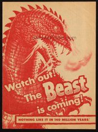 1y147 BEAST FROM 20,000 FATHOMS herald '53 Ray Bradbury, the sea's master-beast of the ages!