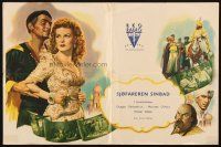 1y086 SINBAD THE SAILOR Danish trade ad '46 art of Douglas Fairbanks Jr. & sexy Maureen O'Hara!