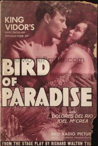 1y588 BIRD OF PARADISE pressbook '32 Dolores Del Rio in sarong sprawled out by Joel McCrea!