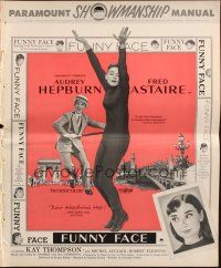 1y747 FUNNY FACE pressbook '57 art of Audrey Hepburn close up & full-length + Fred Astaire!