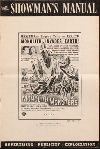 1y880 MONOLITH MONSTERS pressbook '57 classic Reynold Brown sci-fi art of living skyscrapers!