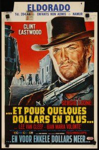 1z577 FOR A FEW DOLLARS MORE Belgian '66 Leone, really great c/u artwork of Clint Eastwood!