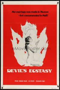 2b247 DEVIL'S ECSTASY 1sh '77 sexy artwork, her marriage was consummated in Hell!