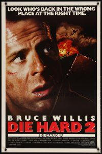 2b255 DIE HARD 2 int'l 1sh '90 tough guy Bruce Willis is in the wrong place at the right time!