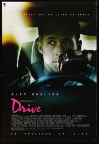 2b270 DRIVE advance DS 1sh '11 cool image of Ryan Gosling in car, there are no clean getaways!