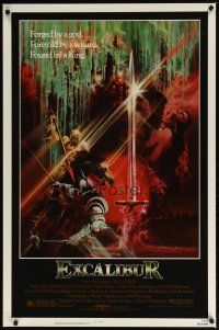 2b293 EXCALIBUR 1sh R80s John Boorman, cool medieval fantasy sword artwork by Bob Peak!