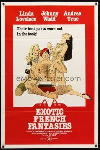 2b295 EXOTIC FRENCH FANTASIES 1sh '74 Linda Lovelace & John Holmes as Johnny Wadd!