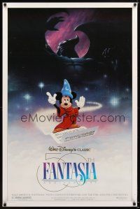 2b304 FANTASIA DS 1sh R90 Sorcerer's Apprentice Mickey Mouse, Disney musical cartoon classic!