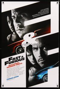 2b305 FAST & FURIOUS advance DS 1sh '09 Vin Diesel, Paul Walker, Michelle Rodriguez!