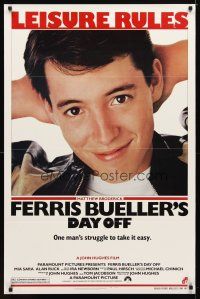 2b311 FERRIS BUELLER'S DAY OFF 1sh '86 c/u of Matthew Broderick in John Hughes teen classic!