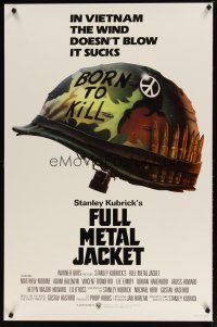 2b336 FULL METAL JACKET advance 1sh '87 Stanley Kubrick Vietnam War movie, Castle art!