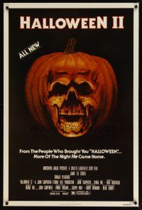 2b377 HALLOWEEN II 1sh '81 cool jack-o-lantern skull image, more of the night HE came home!