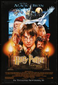 2b387 HARRY POTTER & THE PHILOSOPHER'S STONE advance 1sh '01 cool cast montage art by Drew Struzan!