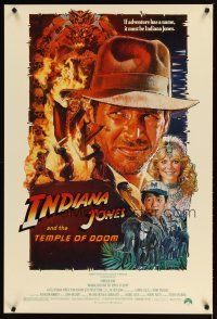 2b441 INDIANA JONES & THE TEMPLE OF DOOM 1sh '84 art of Harrison Ford by Drew Struzan!