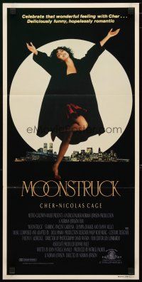 2d781 MOONSTRUCK Aust daybill '87 Cher in front of New York City skyline, Norman Jewison!