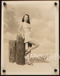 2r954 SARA SHANE 2 8x10 stills '40s cool close up and full-length portraits in bathing suit & w/ fur