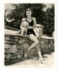 2x253 ELLA RAINES 8.25x10 still '44 full-length in sexy swimsuit smiling with her cute dog!