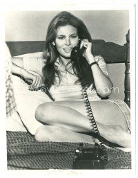 2x281 FLAREUP 7.25x10.25 still '70 close up of sexy Raquel Welch in bed talking on phone!