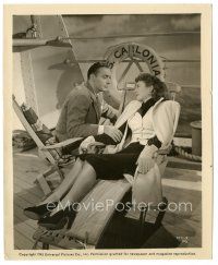 2x282 FLESH & FANTASY 8x10 still '42 Charles Boyer romances pretty Barbara Stanwyck on ship deck!