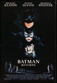 2z083 BATMAN RETURNS 1sh '92 collage of Michael Keaton, Danny DeVito, Michelle Pfeiffer!