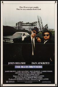 2z115 BLUES BROTHERS 1sh '80 John Belushi & Dan Aykroyd are on a mission from God!