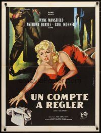 3e250 IT TAKES A THIEF French 23x32 '60 art of Jayne Mansfield reaching for phone by Jean Mascii!