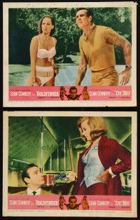 3j908 GOLDFINGER/DR. NO 2 LCs '66 Sean Connery as James Bond 007 w/ Ursula Andress, Honor Blackman!