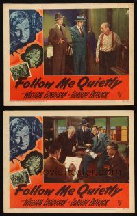 3j899 FOLLOW ME QUIETLY 2 LCs '49 Fleischer film noir, William Lundigan, sexy Dorothy Patrick!