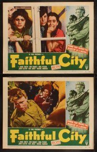 3j146 FAITHFUL CITY 8 LCs '52 the first great Israeli production, cool art of man with refugee boy!