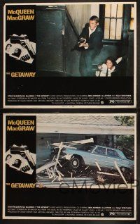 3j719 GETAWAY 4 LCs '72 Steve McQueen, Ali McGraw, action scenes, directed by Sam Peckinpah!