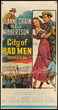 3m242 CITY OF BAD MEN 3sh '53 Jeanne Crain, Dale Robertson, Richard Boone, cowboys & boxing art