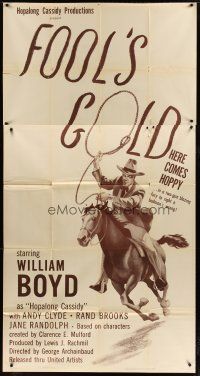 3m297 FOOL'S GOLD 3sh '46 cool art of William Boyd as Hopalong Cassidy on horseback with lasso!