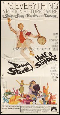 3m327 HALF A SIXPENCE 3sh '68 McGinnis art of Tommy Steele with banjo, from H.G. Wells novel!