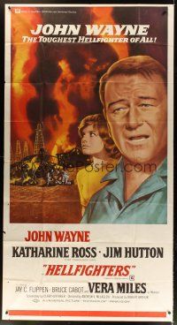 3m341 HELLFIGHTERS 3sh '69 John Wayne as fireman Red Adair, Katharine Ross, art of blazing inferno!