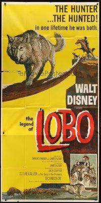 3m399 LEGEND OF LOBO 3sh '63 Walt Disney, King of the Wolfpack, cool artwork of wolf being hunted!