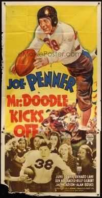 3m449 MR. DOODLE KICKS OFF 3sh '38 great image of Joe Penner in uniform playing football!