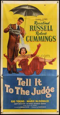 3m553 TELL IT TO THE JUDGE 3sh '49 Robert Cummings dumps water on Rosalind Russell!