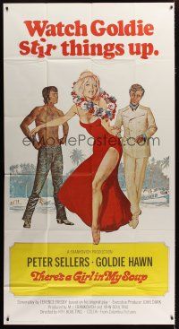 3m556 THERE'S A GIRL IN MY SOUP int'l 3sh '71 different art Peter Sellers & sexy Goldie Hawn!