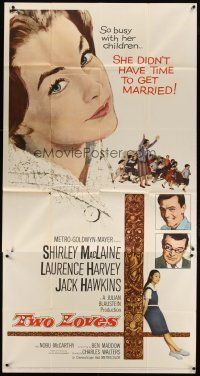 3m572 TWO LOVES 3sh '61 huge headshot art of Shirley MacLaine, Laurence Harvey, Jack Hawkins