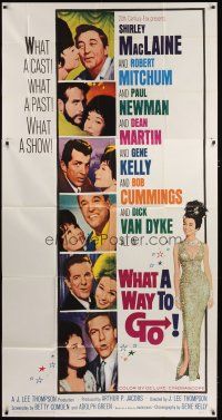 3m591 WHAT A WAY TO GO 3sh '64 Shirley MacLaine, Paul Newman, Robert Mitchum, Dean Martin
