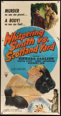 3m594 WHISPERING SMITH VS SCOTLAND YARD 3sh '52 sexy art of Greta Gynt, murder no one can prove!