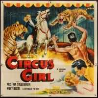 3m030 CIRCUS GIRL 6sh '56 art of Kristina Soederbaum in cage with fierce tigers!