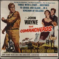 3m032 COMANCHEROS 6sh '61 artwork of cowboy John Wayne, directed by Michael Curtiz!