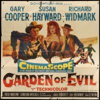 3m054 GARDEN OF EVIL 6sh '54 cool art of Gary Cooper, sexy Susan Hayward & Richard Widmark!