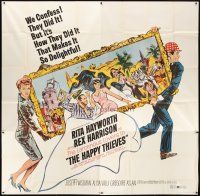 3m063 HAPPY THIEVES 6sh '62 cool artwork of Rita Hayworth & Rex Harrison stealing painting!