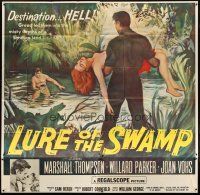 3m084 LURE OF THE SWAMP 6sh '57 two men & a super sexy woman find their destination is Hell!