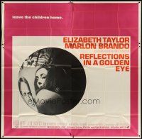 3m108 REFLECTIONS IN A GOLDEN EYE 6sh '67 Huston, cool image of Elizabeth Taylor & Marlon Brando!