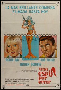 3m648 GLASS BOTTOM BOAT Argentinean '66 artwork of sexy mermaid Doris Day, Rod Taylor